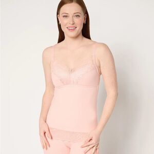Breezies Soft Support Lace Bra Camisole Cameo Rose Size XL